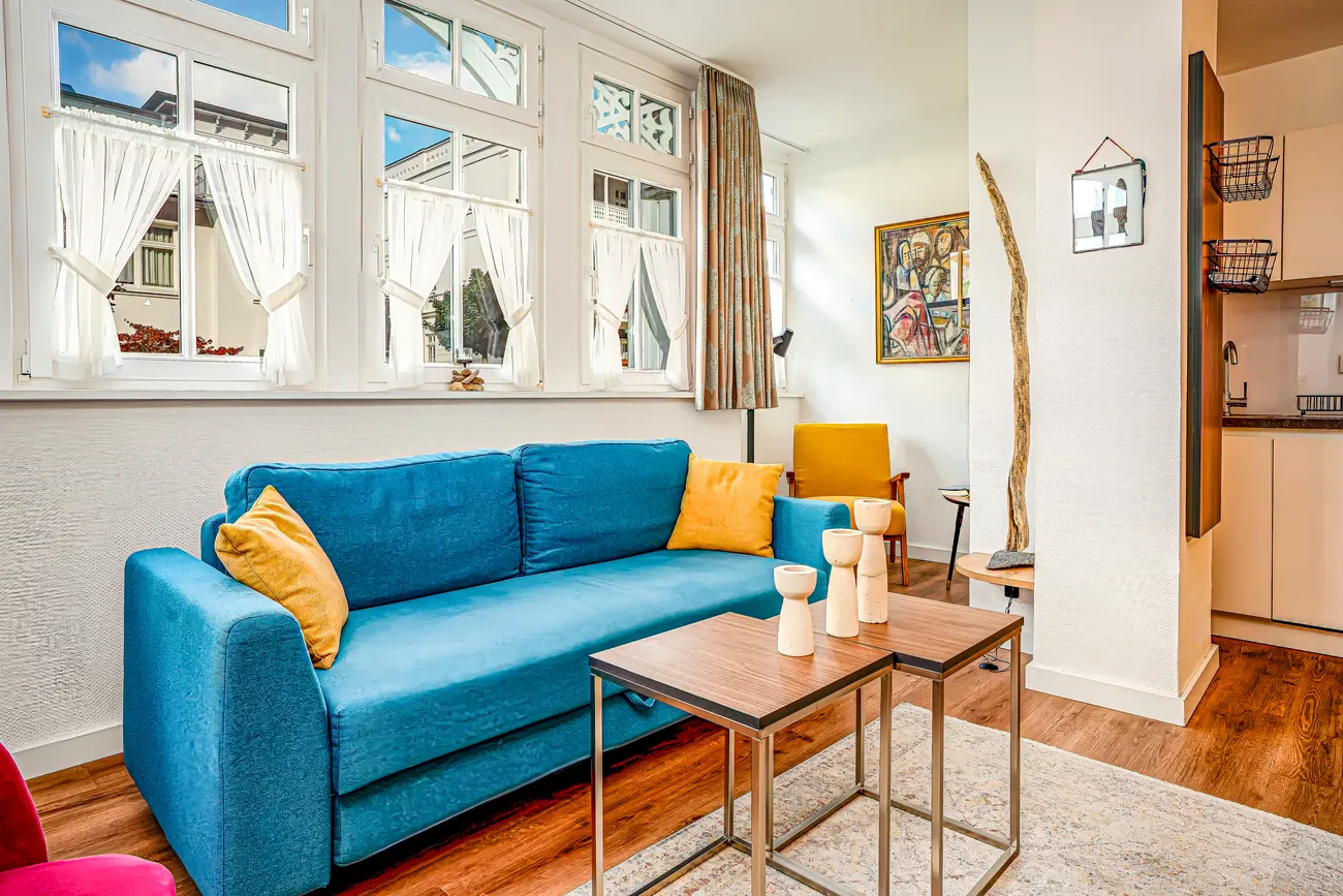 Wohn/Essbereich Ferienwohnung 13 Villa Eden Binz