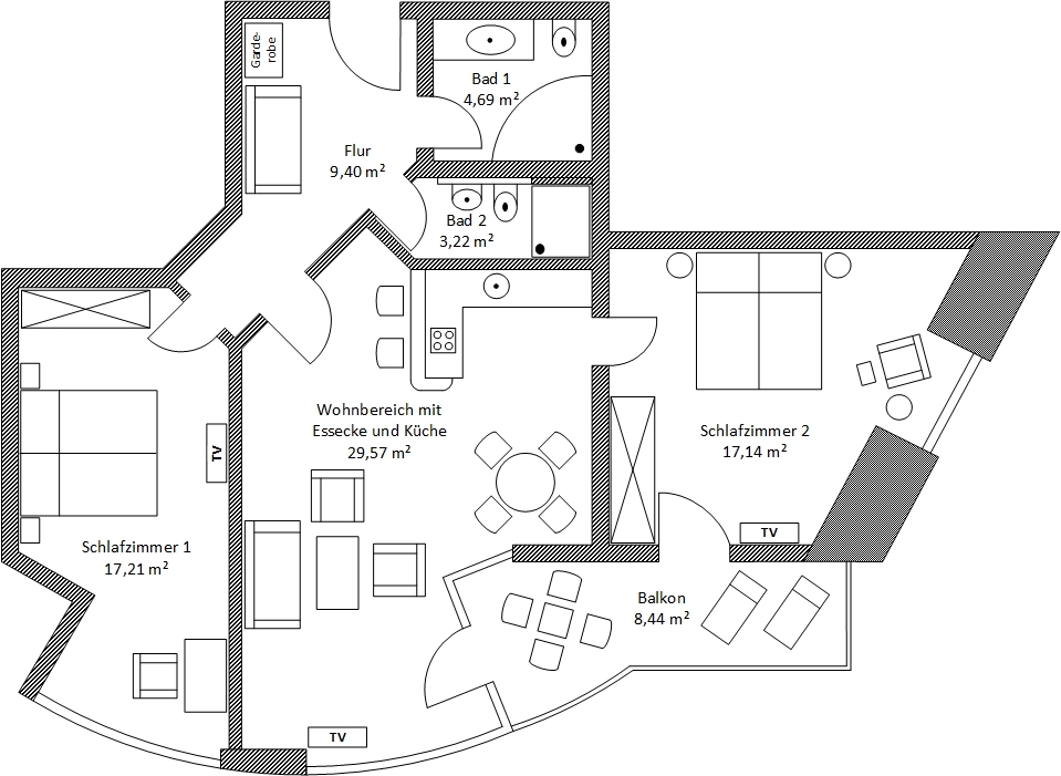Grundriss Fewo Lachmöwe Villa Vogelsang