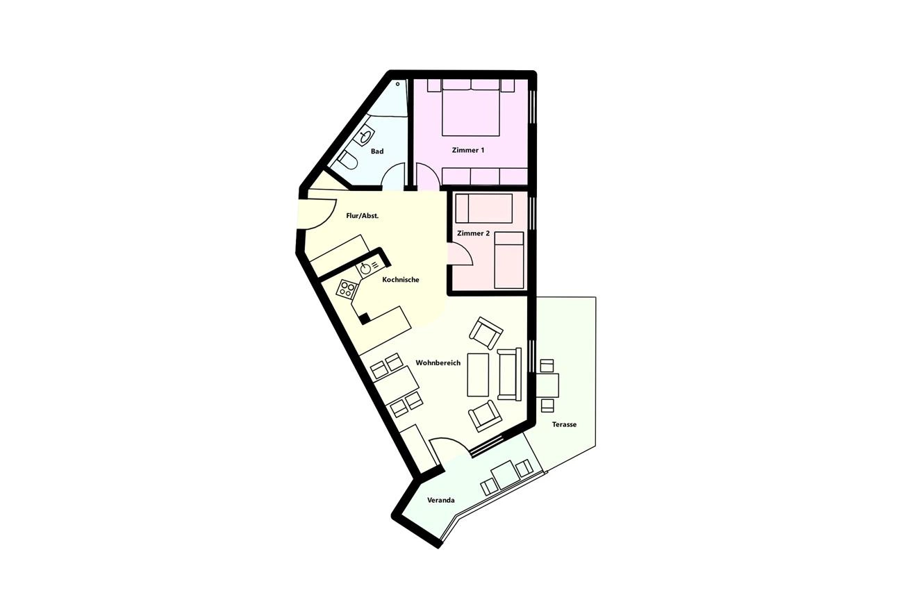 Grundriss Fewo 2 Villa Vogelsang Binz