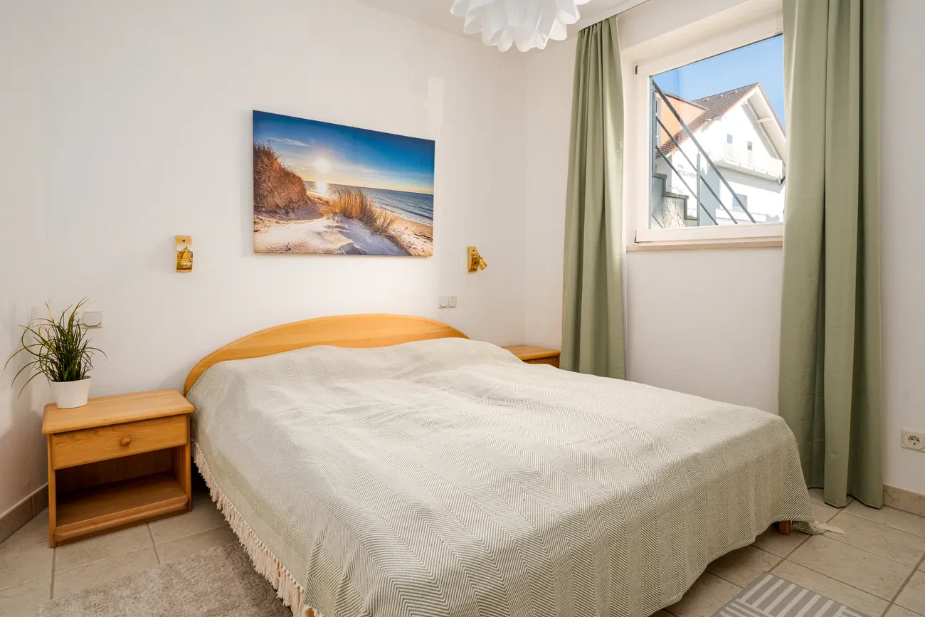 Schlafzimmer fewo 2 Marineblau Lottumstraße Binz